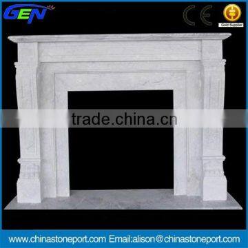 Beautiful White Natural Marble Stone Fireplace photo-3