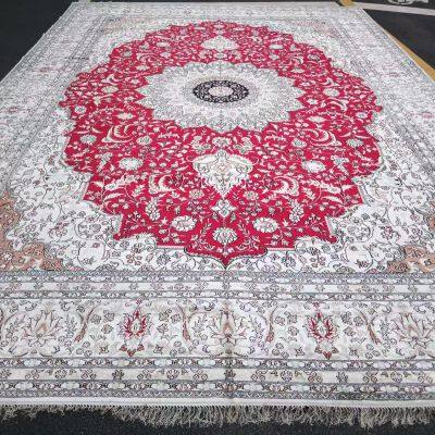 12x18ft extrordinary large size red color handmade silk persian carpet for villa living room,hall luxury carpet