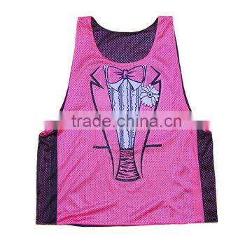 Custom girl's pink cool breathable lacrosse pinnies