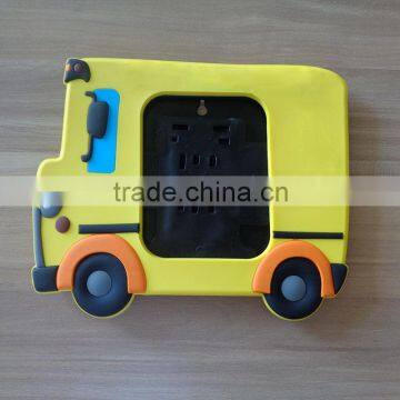 Funny Yellow Color Bus Design Soft PVC Kids' Photo Frame