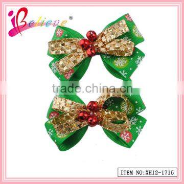 2014 Super hot sale Christmas gift factory wholesale friendly no fale ribbon bow christmas ornament clips (XH12-1715)