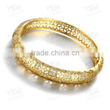 KZCZ033 Simple Designs Brass Zircon Jewelry Gold Bangle