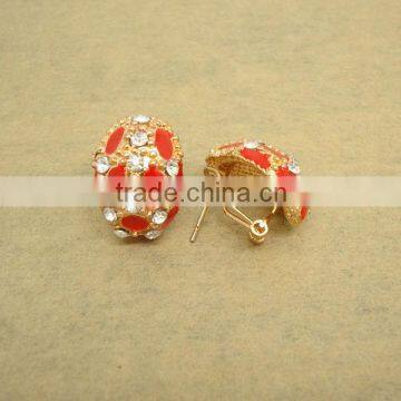 E1052 beetle oval shape pave crystal beaded earrings