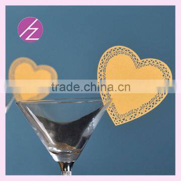 Custom Manufacturer Love Heart Shape Laser Cut Wedding Wine Glass Place Card JK-75 photo-3