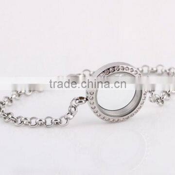 2015 New style floating locket bracelet stainless steel jewelery bracelet with charms