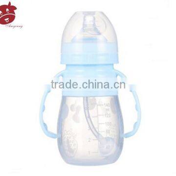 Soft skin feel silicone baby milk bottle, unbreakable baby feeding bottl, baby bottle silicone