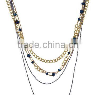 Multi Layered Metal and Beaded Strand/Strings Necklace photo-3