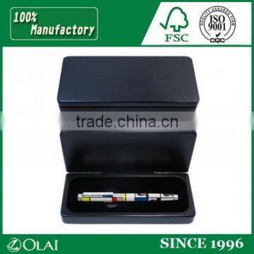 Custom Black Lacquer MDF Pen Packaging Box With Logo Printing For 1 or 2 pen,Luxury Wooden Pen Box