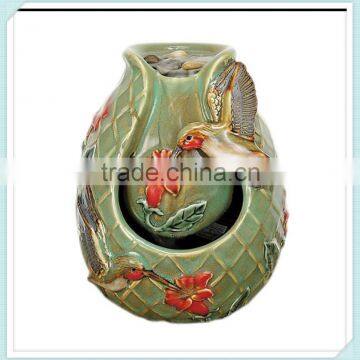 Hummingbird garden handmade ceramic water fountain