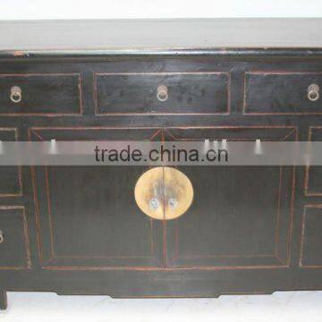 Chinese antique Tianjin black lacquer wooden cabinet