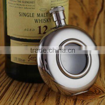 2016 cheap round hot sales promotional custom stainless steel hip flask with engraving logo