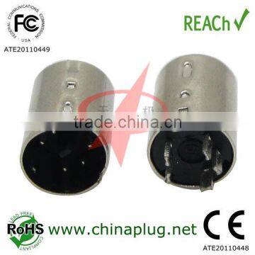 Mini din male of 5 pin din connector with nickel plated din 5p male connector