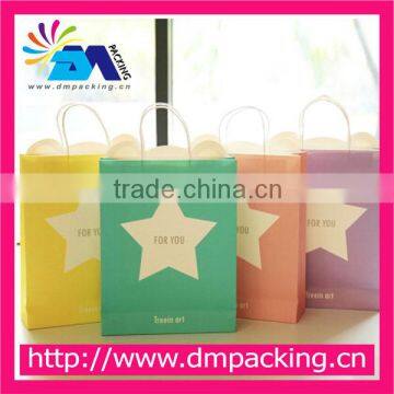 low cost recycled plain kraft paper bag with handles