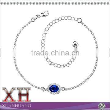 Blue Sapphire 925 Sterling Silver Jewelry Anklet for Lady