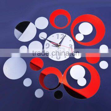 Red&silver Circle 3D Wall Sticker Modern Design Fashion Mirror DIY Wall Stickers SV010965