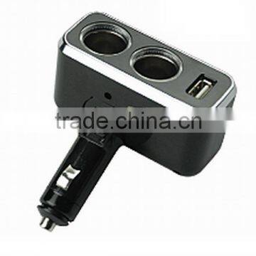 2 Way Cigarette Lighter Socket With USB