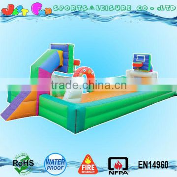 inflatable sports equipment inflatable football field with basketball hoops game combo