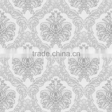 Remnants Deep Embossed Vinyl Wallpaper, Black and Silver Gorgeous Damask Wall Sticker for Shop , Best Wall Sticker Pattern photo-4