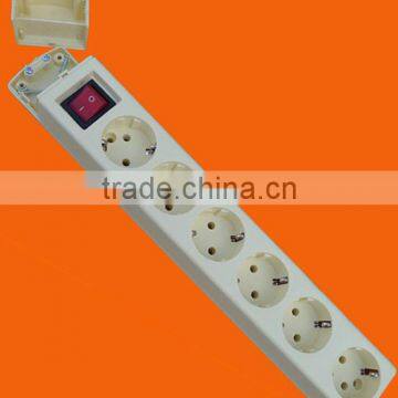 European style 6 way extension power strip with earth and switch (E9006ES)