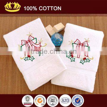 100% cotton Christmas with Gift Embroidery Hand Towel