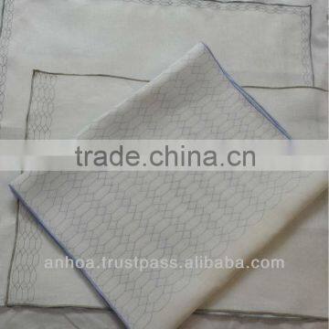 Natural linen napkins, blue border napkins