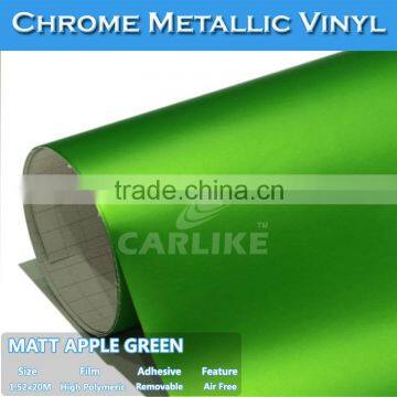 CARLIKE Removable Glue Metallic Matt Green Chrome Stickers For Cars