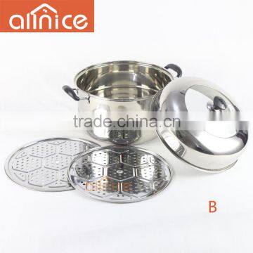 Allnice-two Overlapping Stainless Steel Steamer Pot With Glass&steel Lid photo-6