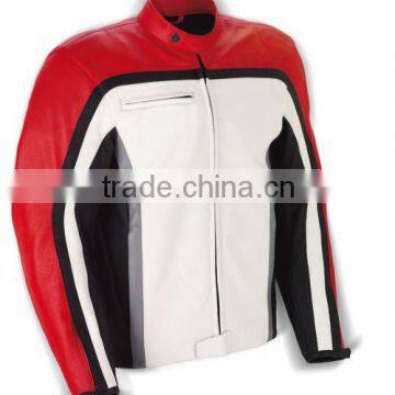 Pro Racing Red & White Leather Motorcycle Jacket, Motorbike Leather Jacket for Racers