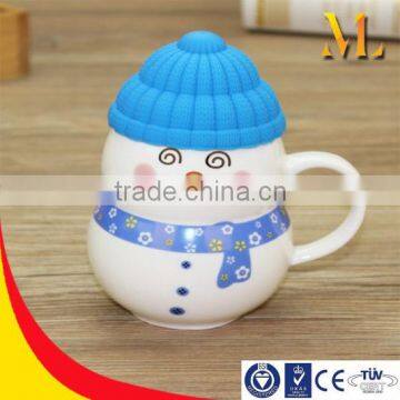 snowman Christmas gits china cup mugs handle creative eco-friendly rubber