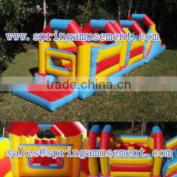 inflatable double tunnel obstacle course with slide for sale SP-OC010