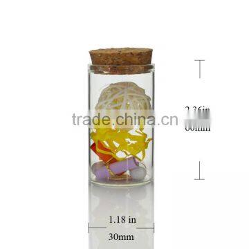 30x60mm Transparent Wishing Bottle Mini Glass Jars with Cork Stopper