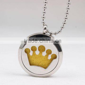 New Arrival 316L Stainless Steel Queen Crown Aromatherapy Essential Oils Diffuser Locket Necklace Pendant