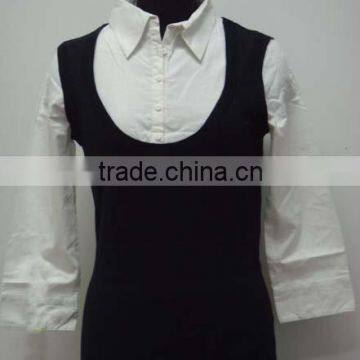 Sweater with Woven Collar (SNV8115)