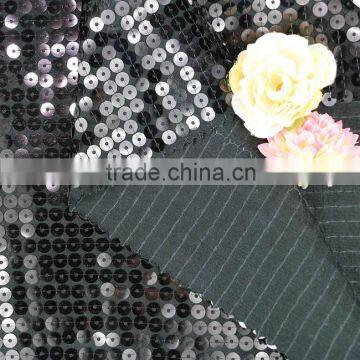 knitting viscose spandex 7mm black shiny sequance fabric