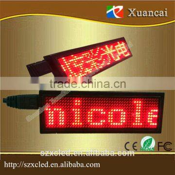 Factory price Programmable LED scrolling message Red 1144 Badge Chinese or worldwide language