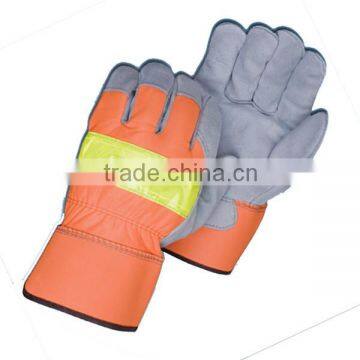 Patent leather gloves fluorescent yellow safety working gloves