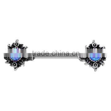 Synthetic Opal Tribal Sun Barbell Nipple Ring