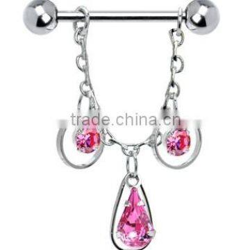 Pink Teardrop Nipple Ring Stainless Steel Nipple Jewelry