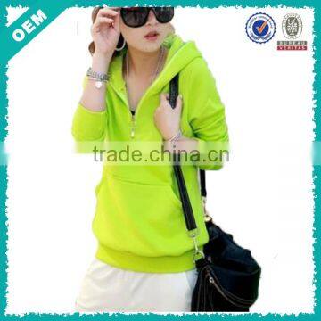 Wholesale blank zipper-up hoodies women hoodies 100% cotton high quality