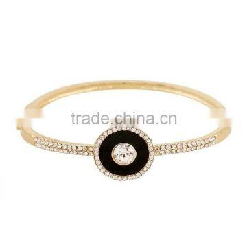 new 18k Thick gold bracelet circle shape and black drop oil diamond bracelet