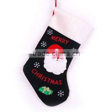 fleece decorative christmas stocking with applique embroidery(4)