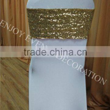 YHS#563 sequin band polyester banquet wedding wholesale chair cover sash bow                        
                                                Quality Choice