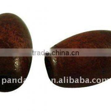 Handmade Wood Beads, Dyed, Rice, Coffee, about 6x10mm, hole: 3mm(WOOD-TB018-1)