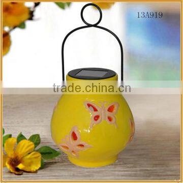 portable ceramic hanging lantern Led solar lights exterior for garden crafts
