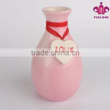 Pink Color and Love Letter Ceramic Wedding Flower Vase for Valentine's Day photo-3