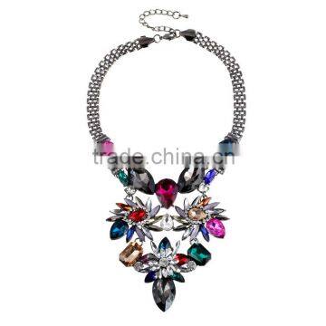 New Fashion luxury texture short exaggerated color crystal necklace Europe fashion Jewelry