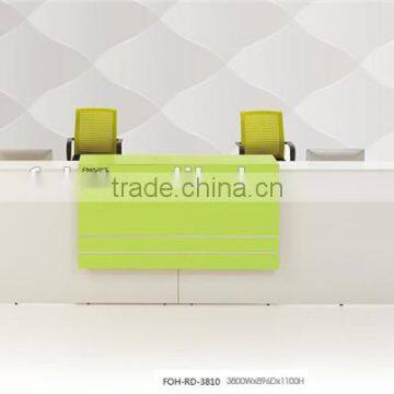 factory supply quality white reception desk with 2 seats FOH-RD-3810