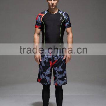 2016 Compression Tights Running Set Men Quick Dry Sports Suit Gym Wear Fitness Short Sleeve T-shirts Shorts photo-5