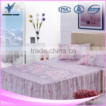 Wholesale Polyester Purple Flower Design King Size Bed Skirts