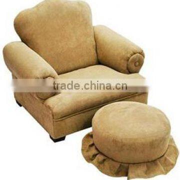 Kids Little Queen Kids Chair & Ottoman Tan Micro